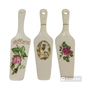 Vintage cake pie server ceramic dessert server  lot of 3